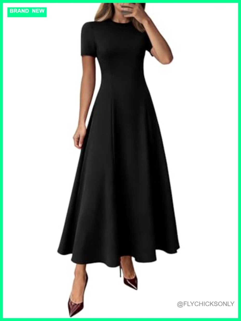 Short Sleeve Maxi Dress for Women Formal Wedding Guest A-Line Fit and Flare